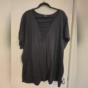 Torrid Black V Neck Cut Top 5x